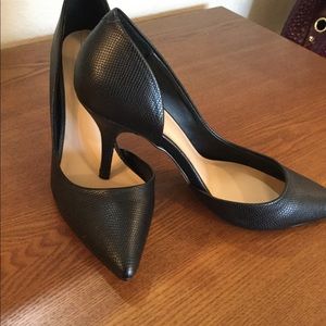 Black Leather D’Orsay Heels BNWOB